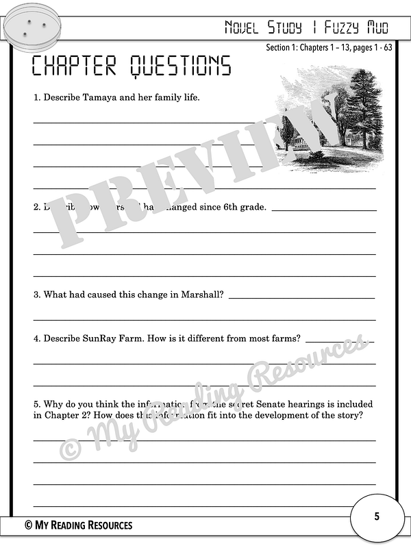 Fuzzy Mud Novel Study My Reading Resources