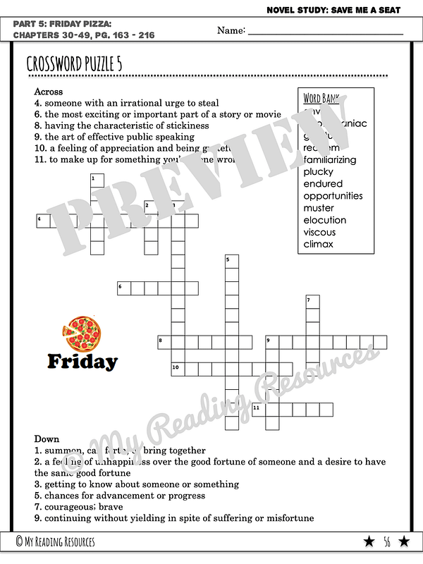 Save Me A Seat Section Quizzes My Reading Resources