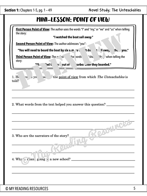 The Unteachables Novel Study My Reading Resources