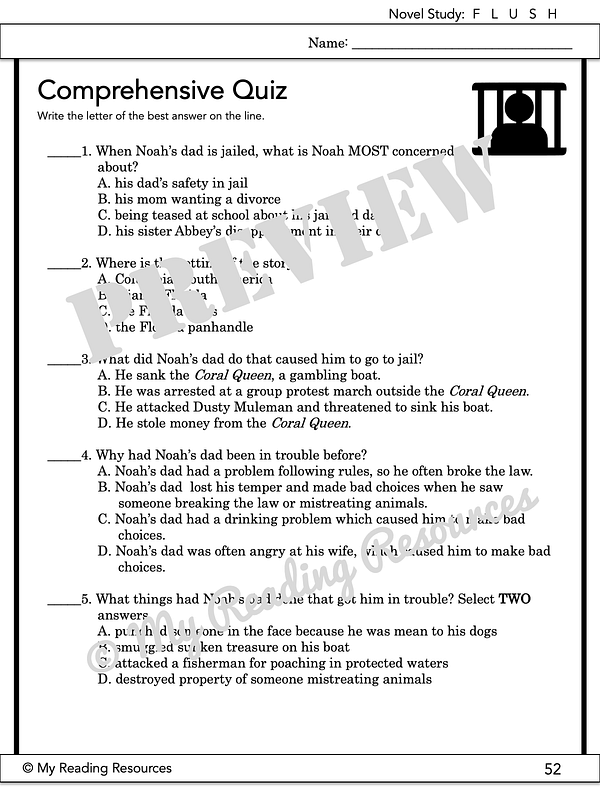 Flush Comprehensive Quiz My Reading Resources