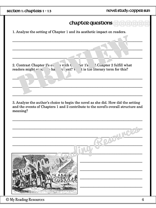 Copper Sun Novel Study My Reading Resources