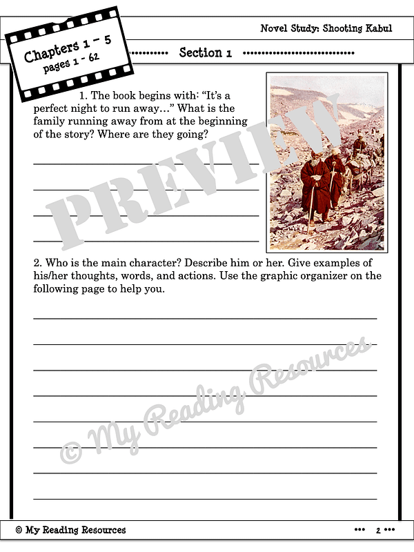 Shooting Kabul Novel Study My Reading Resources