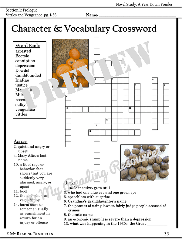 A Year Down Yonder Section Quizzes Crossword Puzzles My Reading
