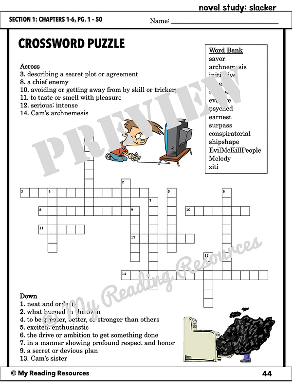 Slacker Novel Study My Reading Resources