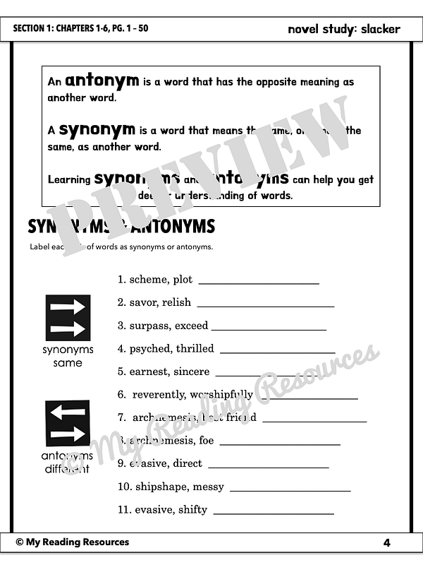 Slacker Student Worksheet Packet My Reading Resources