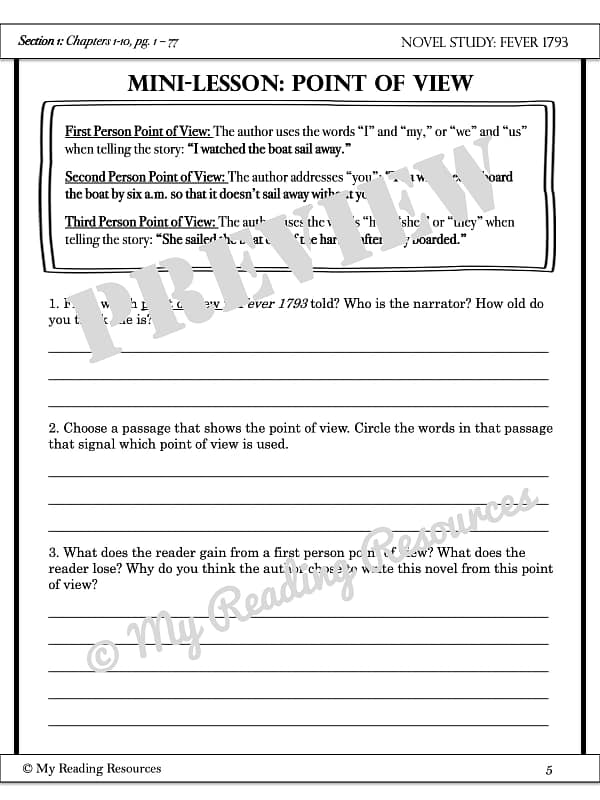 Fever 1793 Student Worksheet Packet My Reading Resources