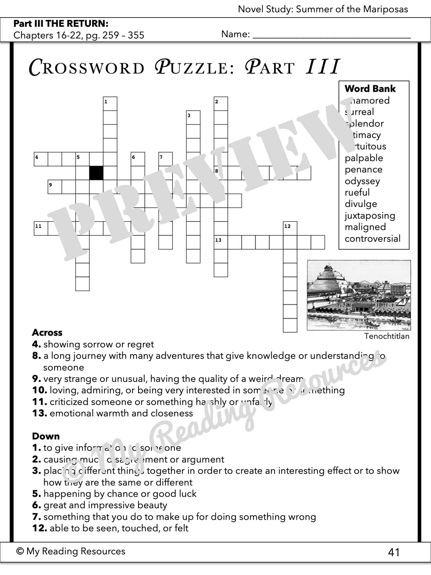 Summer of the Mariposas Novel Study My Reading Resources