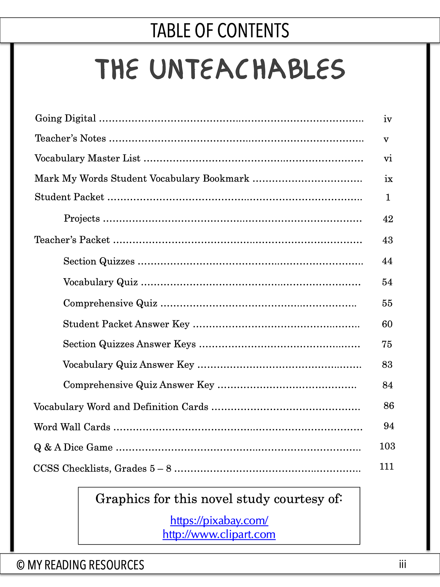 The Unteachables Novel Study My Reading Resources