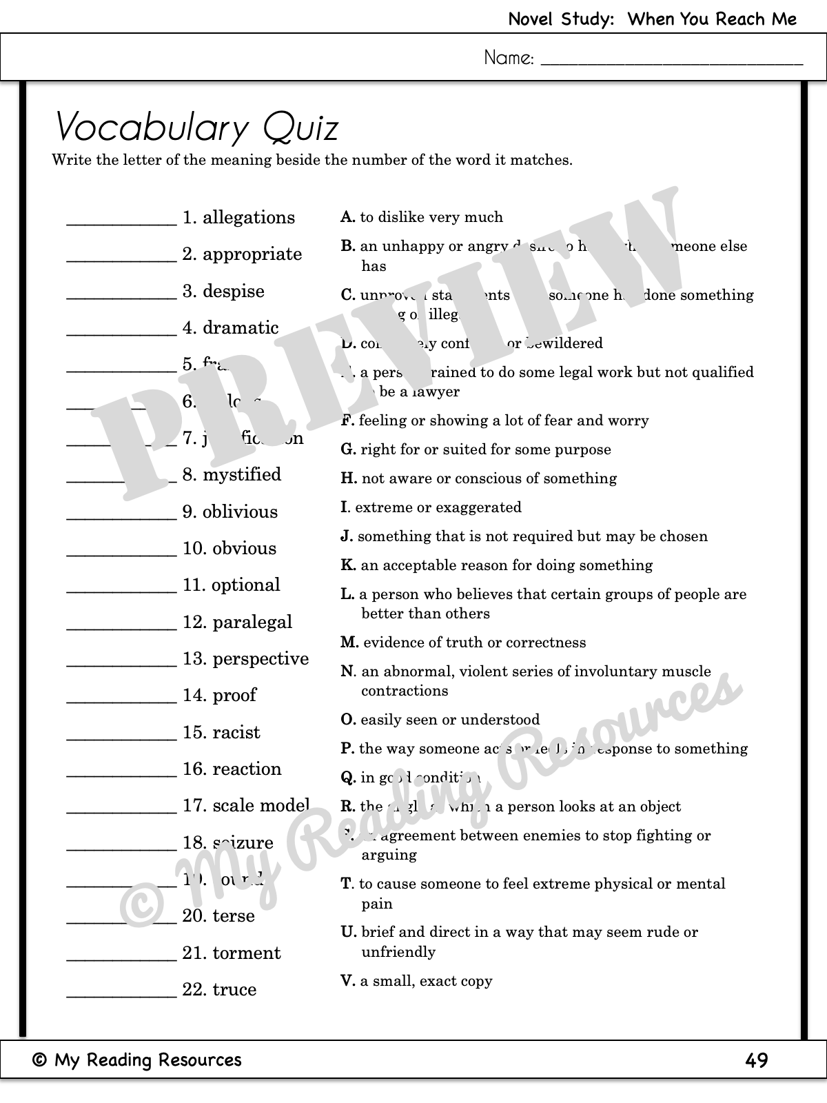 When you reach me novel study my reading resources