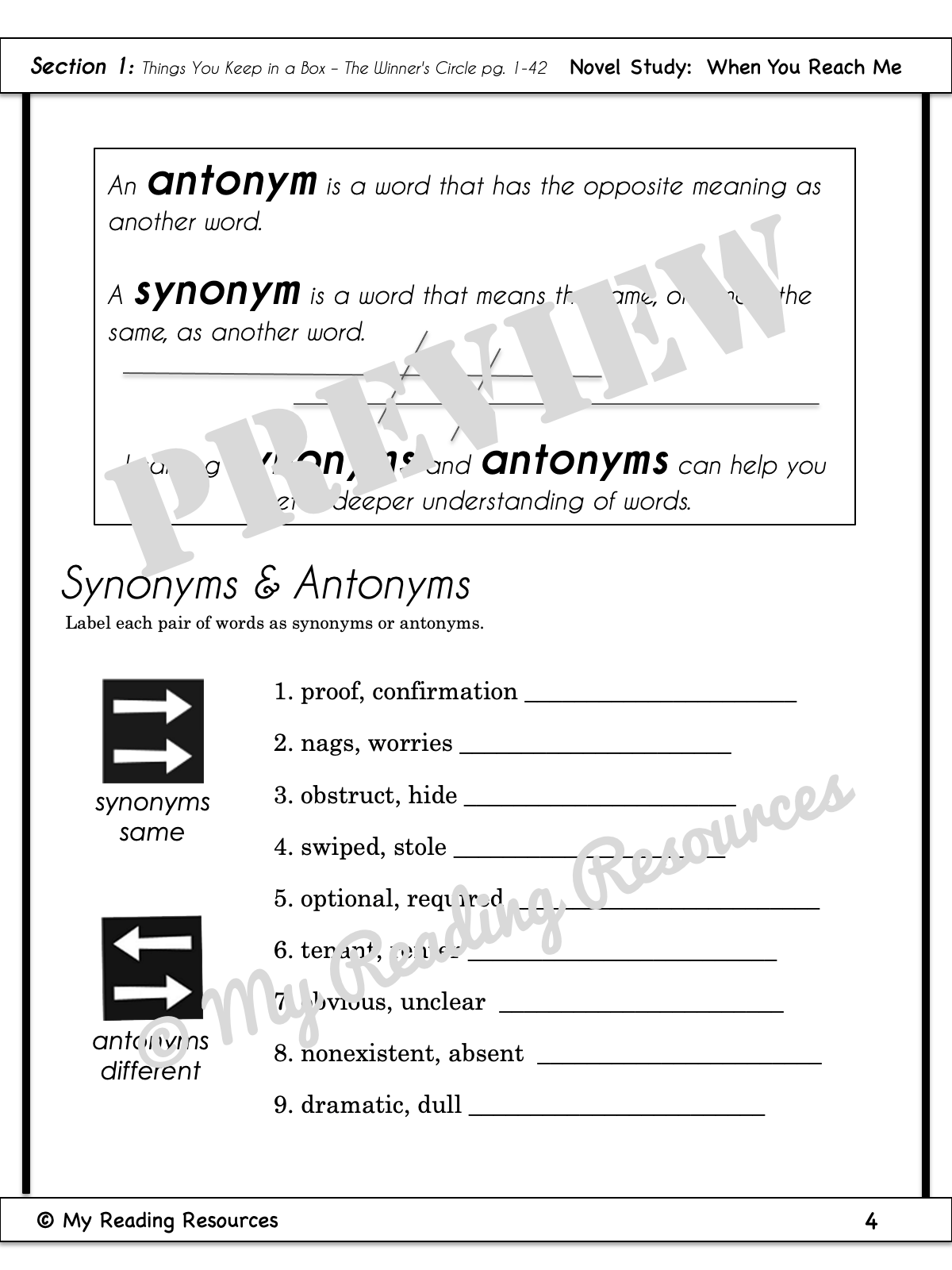 When you reach me novel study my reading resources