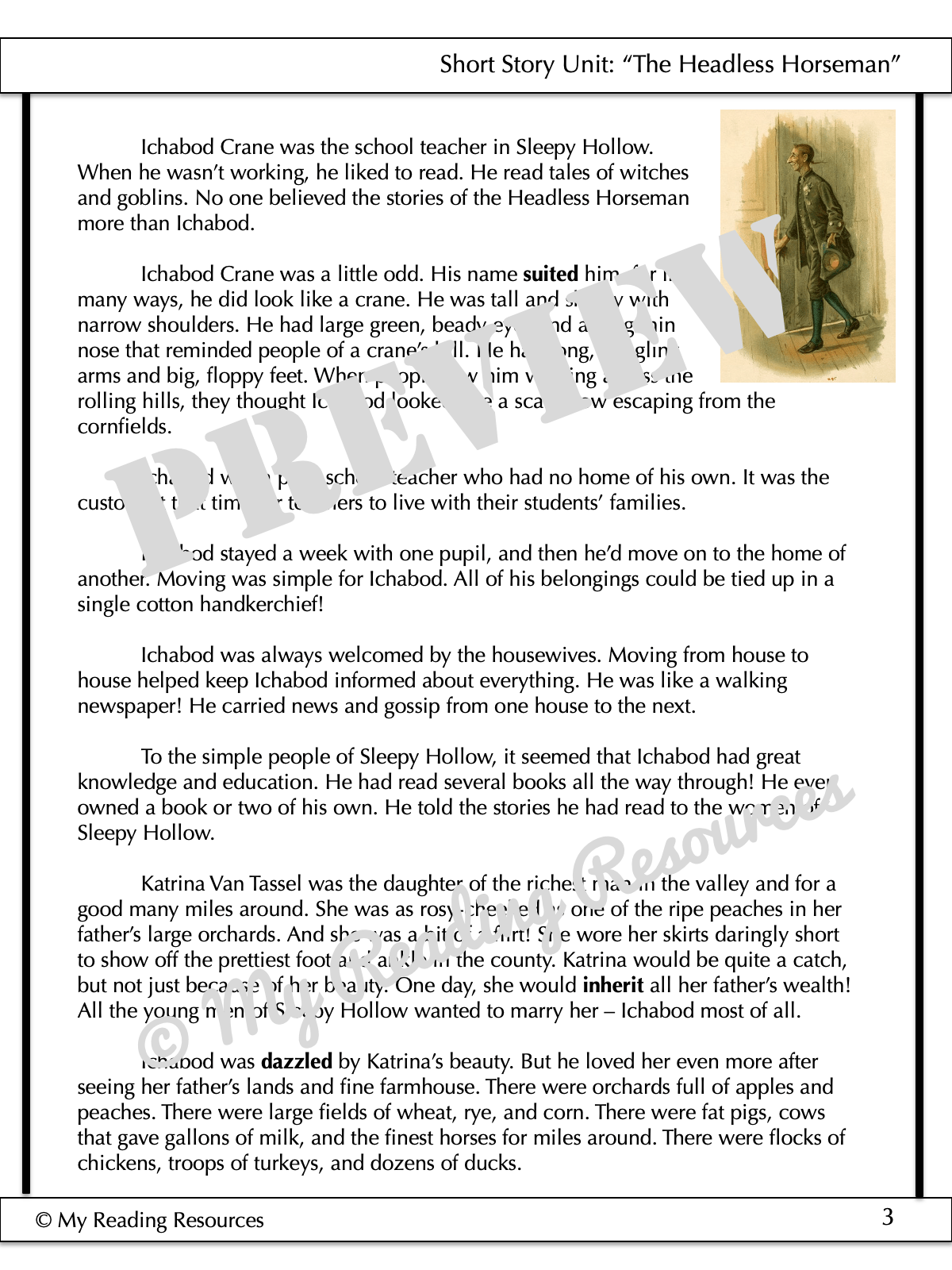 "The Headless Horseman" Short Story Unit My Reading Resources