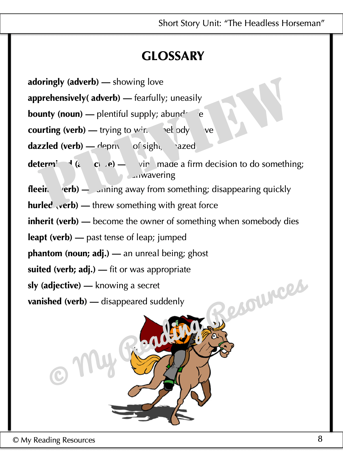 "The Headless Horseman" Short Story Unit My Reading Resources