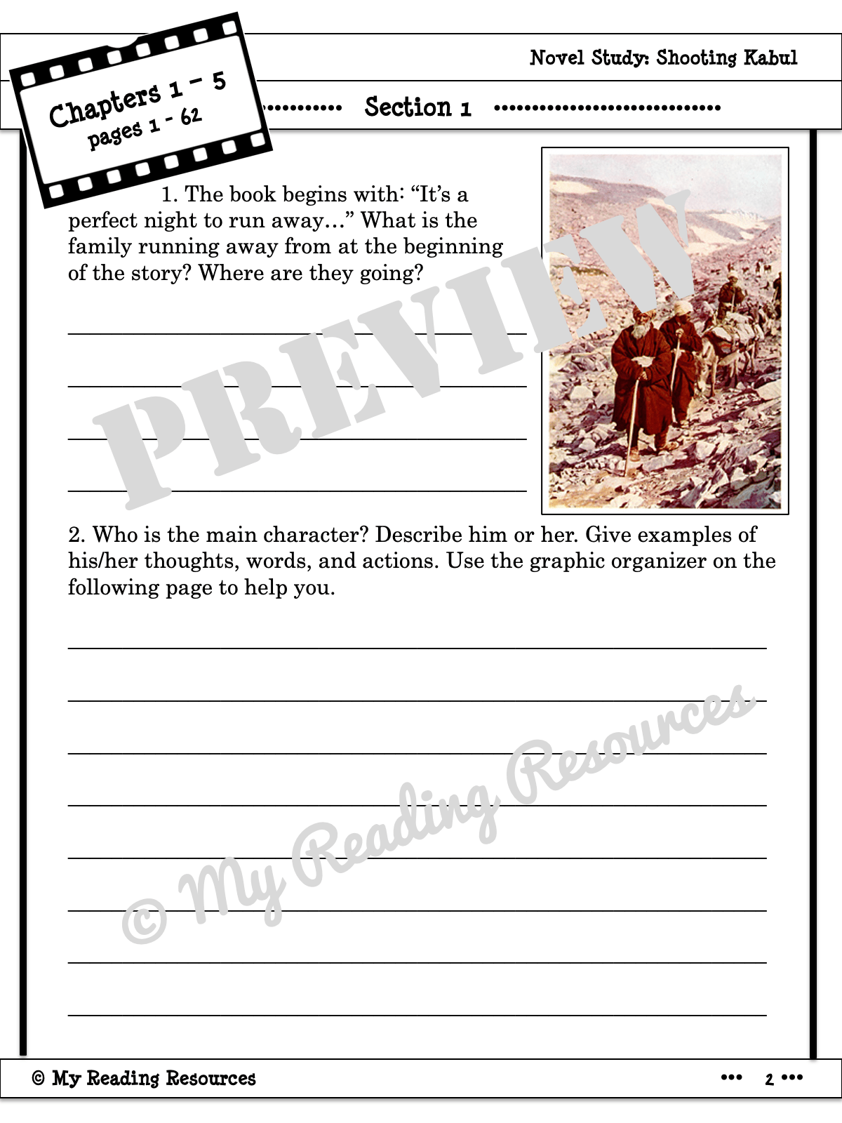 Shooting Kabul Novel Study My Reading Resources