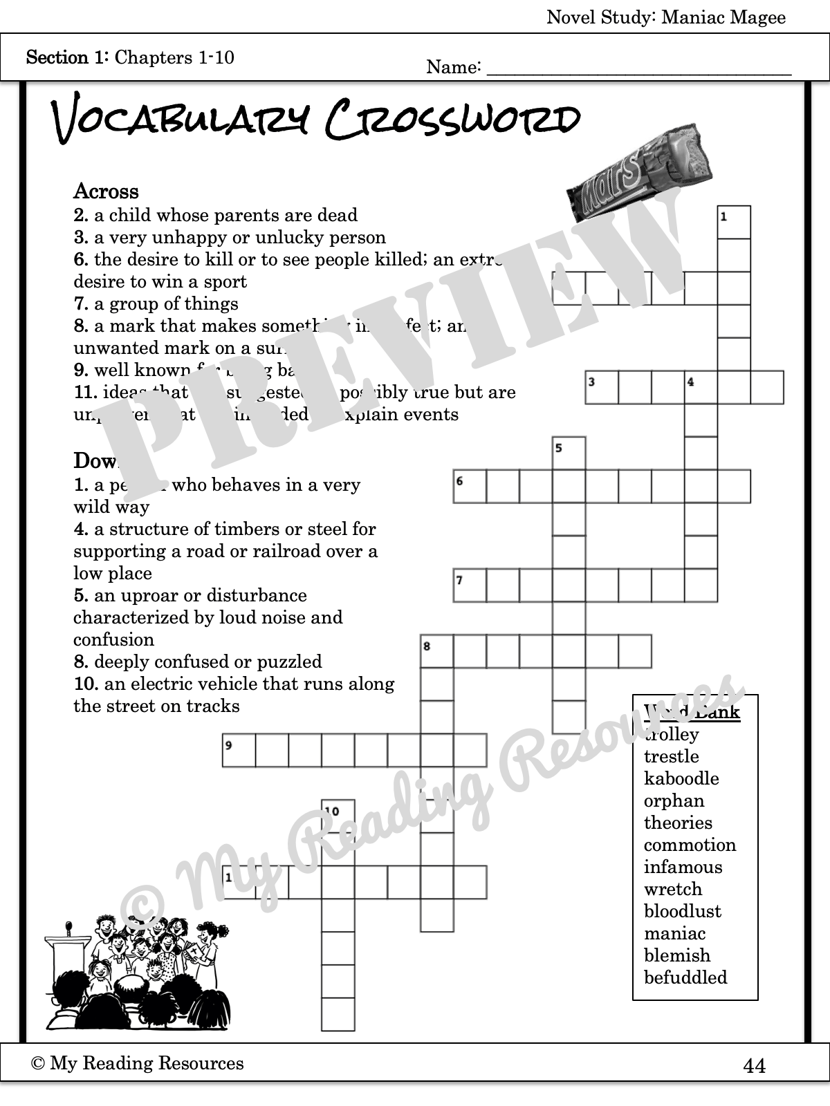 Maniac Magee Section Quizzes & Crossword Puzzles My Reading Resources
