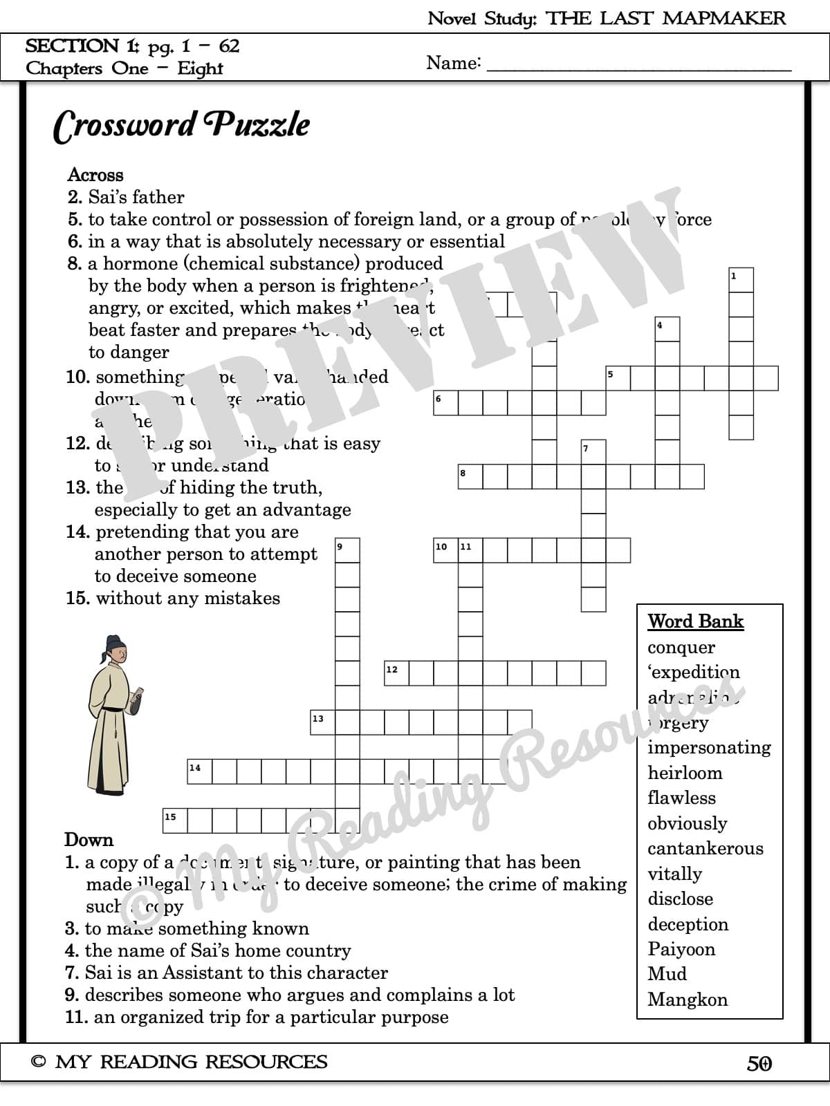 The Last Mapmaker Section Quizzes Crossword Puzzles My Reading   Mapmaker10 